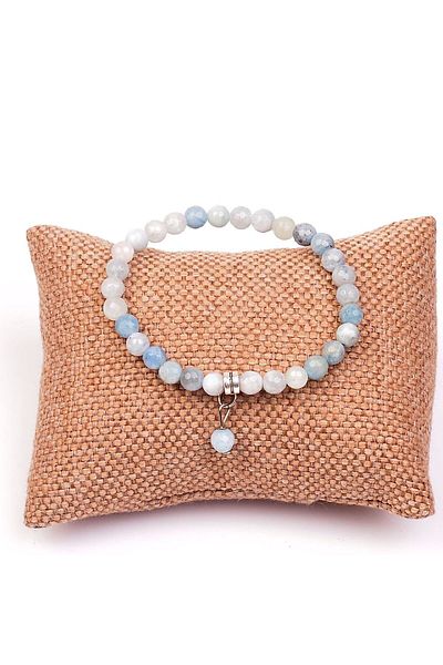 Taş Sandığı Aquamarine Stone Bracelet (6 Mm) - Facet Cut