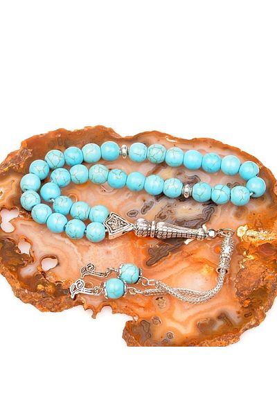 Taş Sandığı Turquoise Stone Rosary (8 Mm) - Press Turquoise