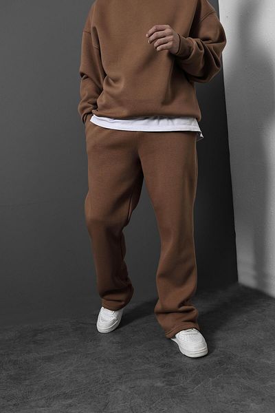 Slatra Ανδρική φόρμα καφέ Basic Baggy Fit