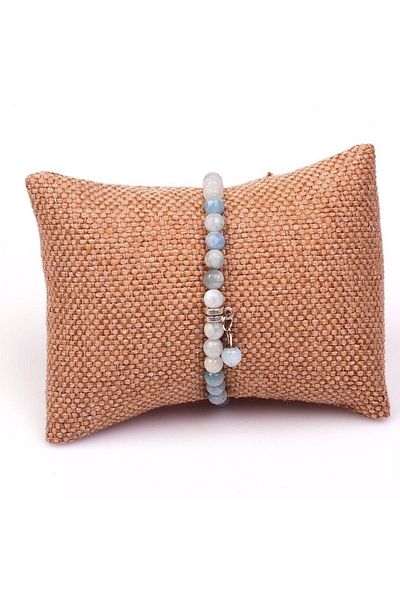 Taş Sandığı Aquamarine Stone Bracelet (6 Mm) - Facet Cut