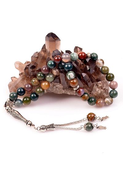 Taş Sandığı Agate Stone Rosary - 8mm Indian Agate