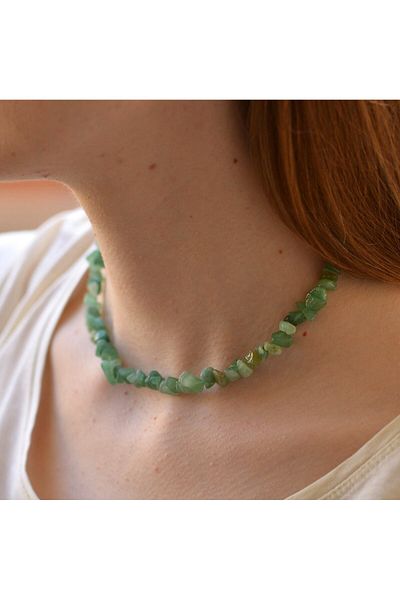 Taş Sandığı Aventurine Stone Unshaped Necklace