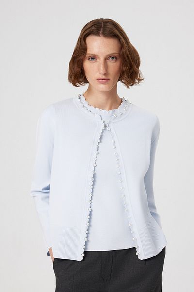 Mısırlı Cardigan de damă cu detaliu Ice Blue Pearl