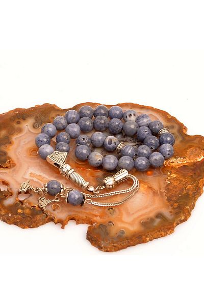 Taş Sandığı Blue Coral Stone Rosary (8 Mm)
