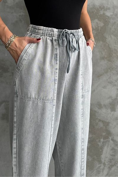 macharel jeans Women's Stitching Detailed Ankle Length Pocket 100% Cotton Trousers