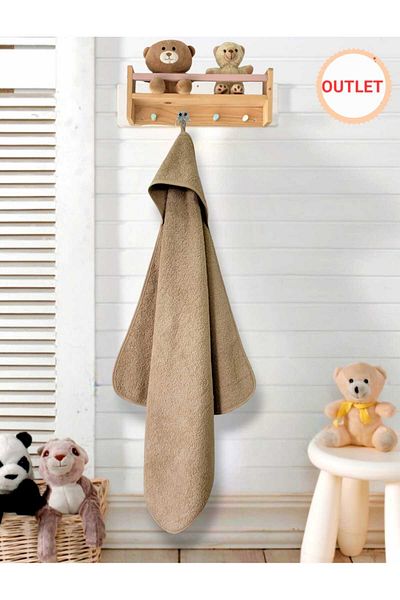 Alpar Tekstil Cotton Girl-Boy Newborn-Baby Bath Towel - Plain/Coffee