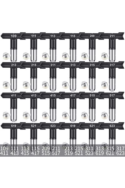 Choice 24pcs Black Set B 24-Piece Reversible Airless Paint Sprayer Tips Set, Metal with Stainless Steel Fin