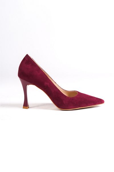 Mubiano Mb970-Brd Women's Thin 9 cm Heeled Burgundy Suede Stiletto & Heeled Shoes