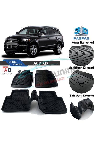 Niken Audi Q7 Havuzlu 3d Paspas Siyah 2006-2015