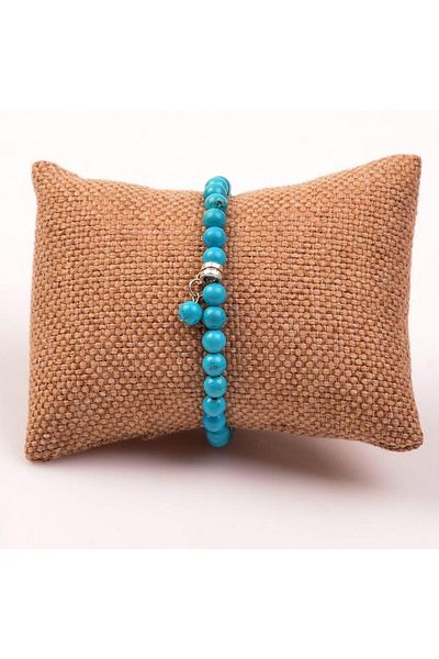 Taş Sandığı Turquoise Stone Elastic Bracelet - 6 Mm