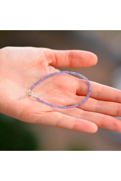 Taş Sandığı Tanzanite Stone Silver Bracelet - 3 Mm