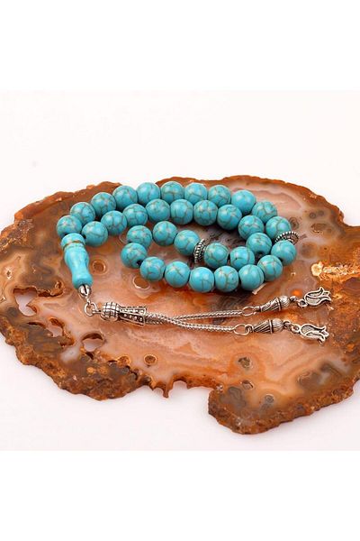 Taş Sandığı Turquoise Stone Rosary (8 Mm) - Press Turquoise