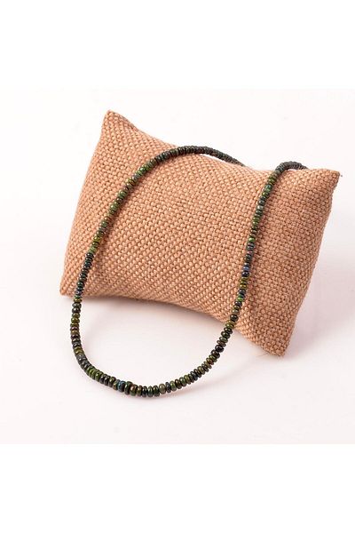 Taş Sandığı Black Opal Stone Silver Necklace - Ethiopia Opal