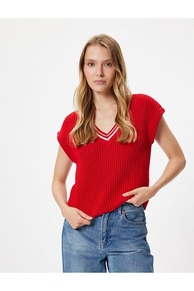 Koton Sweter w paski z dekoltem w serek bez rękawów