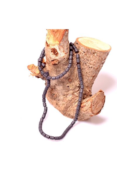 Taş Sandığı Matte Cylinder Hematite Stone String - 4*5 mm