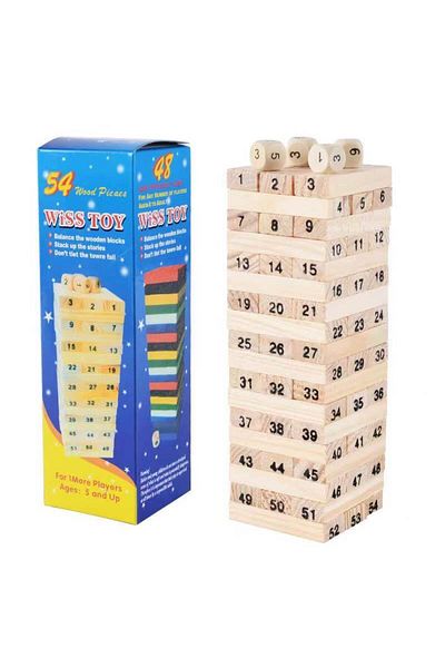 Choice 48PCS natural wood color building block balance game toys wooden dominoes for family gatherings c...