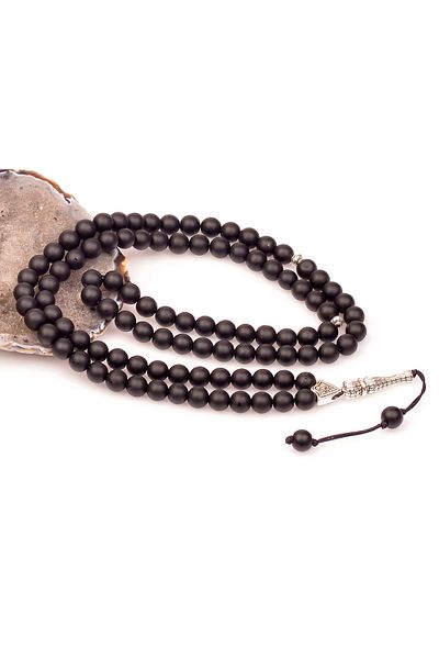 Taş Sandığı Matte Obsidian Stone Prayer Rosary (8 mm)