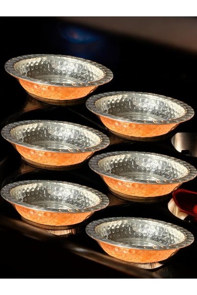 MY ZEY Sunum tabağı Bakır Tava Sunumluk 6’lı Set Kahvaltılık Sahan