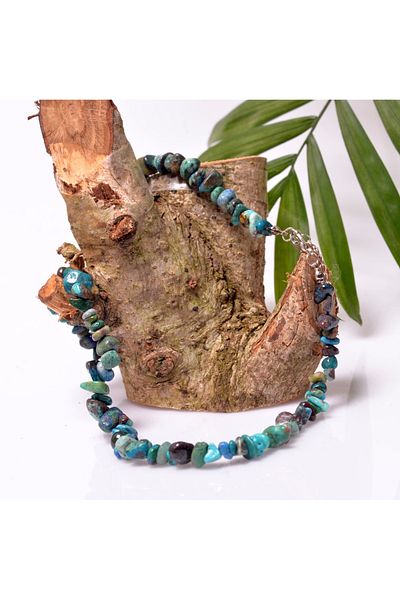 Taş Sandığı Chrysocolla Stone Unshaped Necklace - Kırıktaş