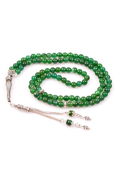 Taş Sandığı Green Agate Stone Prayer Rosary - 6 Mm