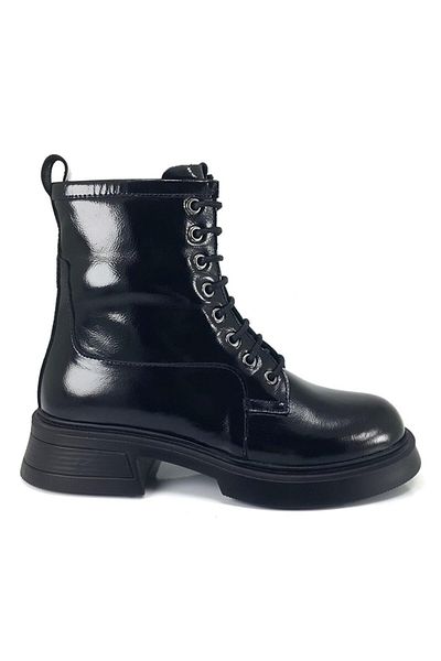 Afilva Albini 10089 Daily Boots Μαύρο τσαλακωμένο λουστρίνι