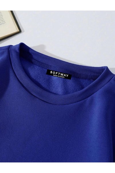 SOFTWAY Unisex Oversize Billionaire Printed Basic Sweatshirt – Cobalt Blue