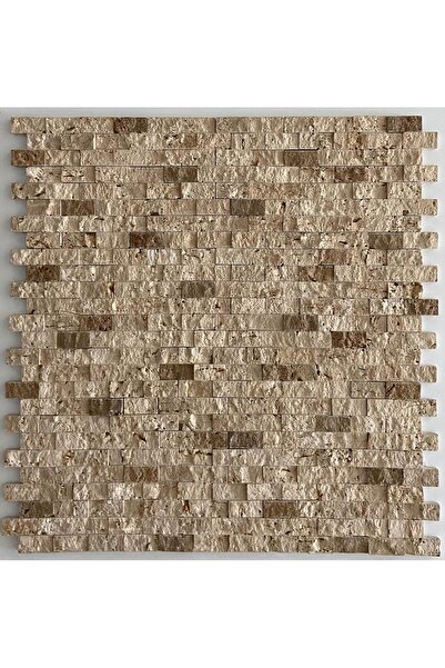 Görkem Mermer 2'li Mix Traverten Duvar Taşı Patlatma Mozaik Duvar Kaplama