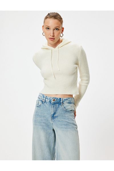 Koton Long Sleeve Hooded Soft Knitwear Sweater