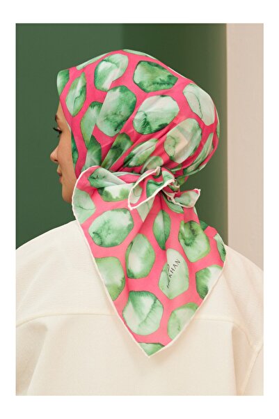 İpekhan Μεταξωτό Φουλάρι İpekhan Bloom Ροζ Πράσινο Βαμβακερό Βισκόζη