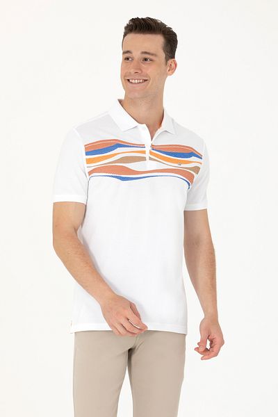 U.S. Polo Assn. Πορτοκαλί ανδρικό μπλουζάκι με λαιμόκοψη 50263514 -VR051