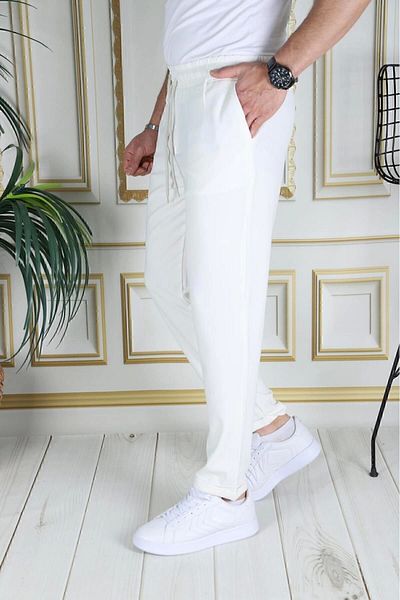 PHANTOM JEANS Λευκό Slim Fit Lycra Ανδρικό Παντελόνι - Διπλό Πόδι, Ελαστικό, Σχολική Νοσοκόμα