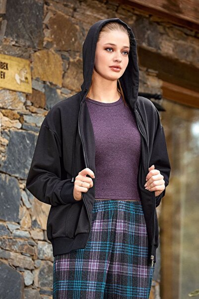 Cossy By Aqua 24059 Γυναικεία φόρμα 3 τεμαχίων με καρό σχέδιο-Μαύρο