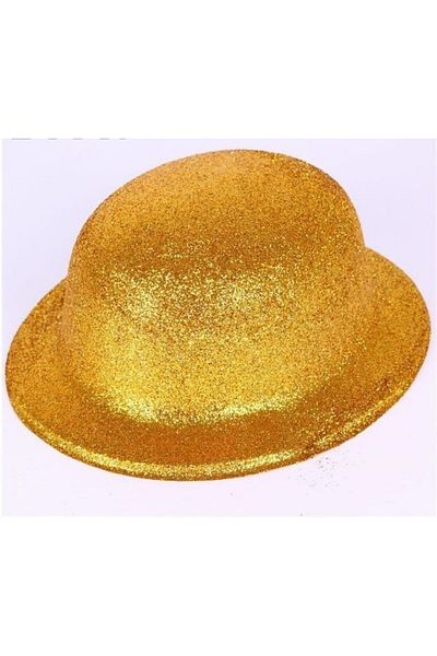 doremodam Pălărie de petrecere din plastic rotund cu sclipici de culoare aurie (Lisinya) - 343810-1453