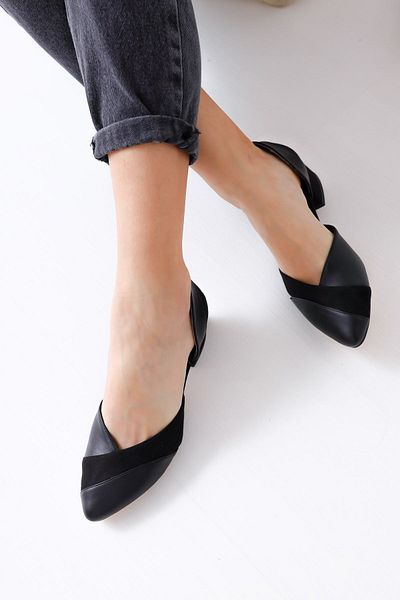 Hayalimdeki Ayakkabı Pantofi din piele intoarsa neagra cu toc Leslie