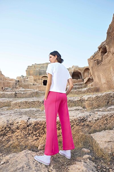 MONAMİSE 23087 Γυναικείο κοντομάνικο σετ αθλητικής φόρμας-ροζ