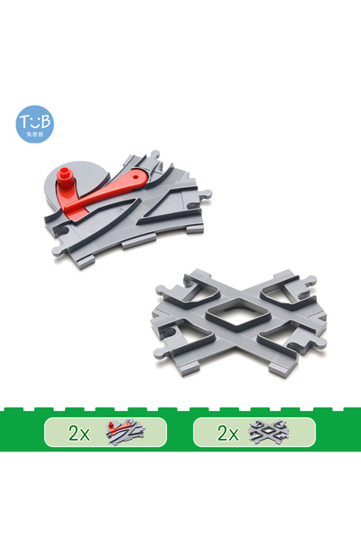 Choice36 4 قطع من كتل المباني الكبيرة باللون الرمادي الداكن، مجموعة مسارات قط...