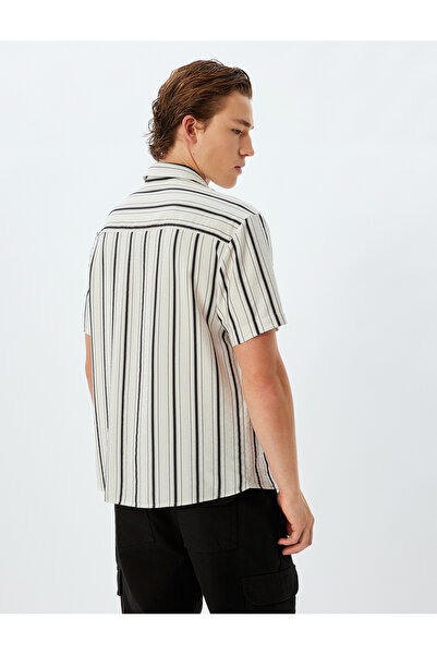 Koton Сорочка в смужку з віскози з коротким рукавом Regular Fit