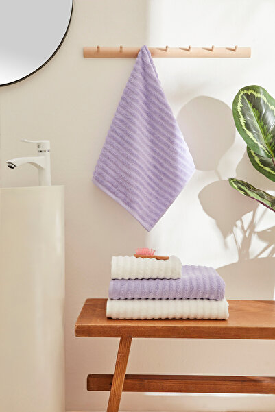 Karaca Home Cod 4 Piece Turkish Bath Set Lilac-Offwhite