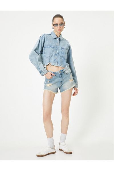Koton Mini pantaloni scurți din denim cu ajustare confortabilă - îmbrăcați și buzunare