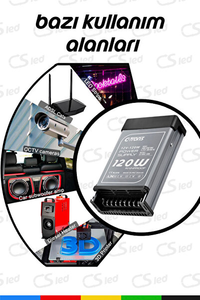 Ctrons IP45 Yağmur Korumalı 12V 10A Güç Kaynağı, 120W LED Sürücü AC/DC Trafo Dönüştürücü