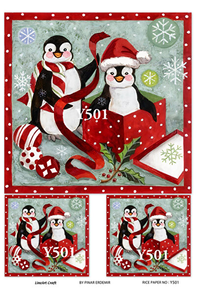 LİNEART Lineart Christmas Pattern Brass Decopage Paper 29X42 No:Y501