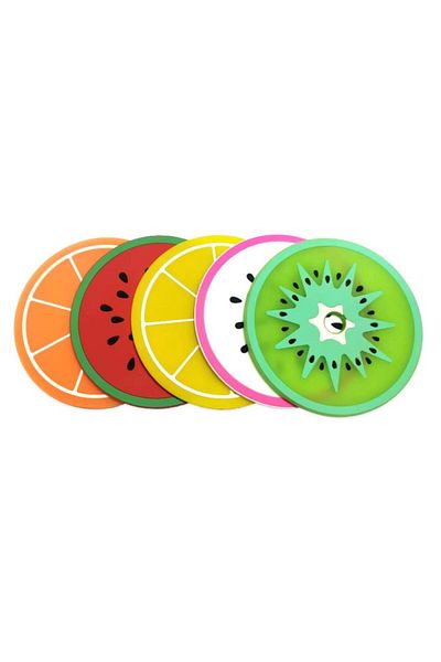 Hayveys 5 Pieces Silicone Trivet Fruit Designed Coasters