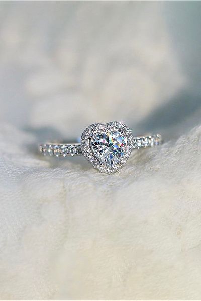 The Collection AdjusTable Cut Heart model Silver zircon Stone Steel RinG
