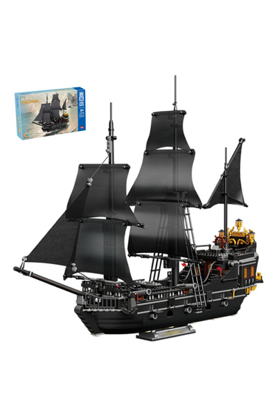 Choice3 سفينة قراصنة مع صندوق، 1424 قطعة، سفينة قراصنة سوداء، مغامرة، قارب لؤ...