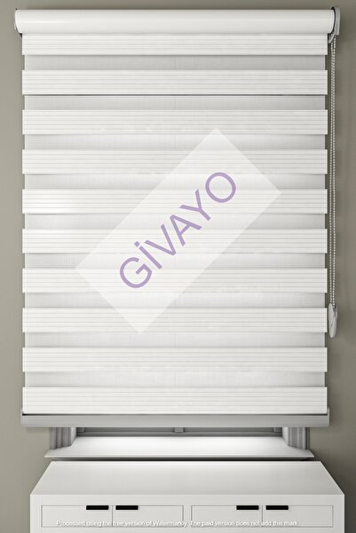 GİVAYO STOR Modern Ekru Pliseli Etek Dilimsiz Zebra Stor Perde
