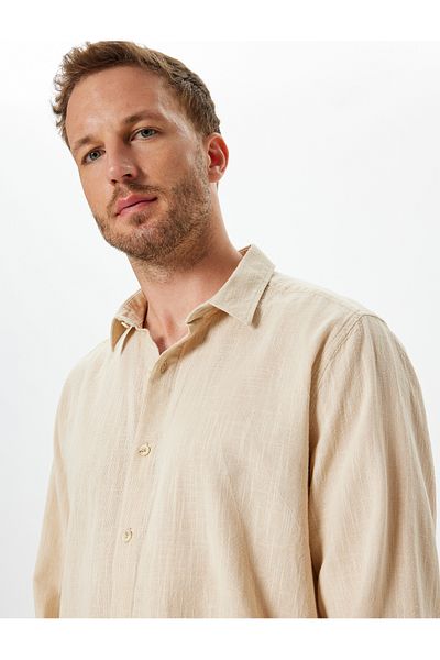 Koton Cotton Textured Long Sleeve Shirt