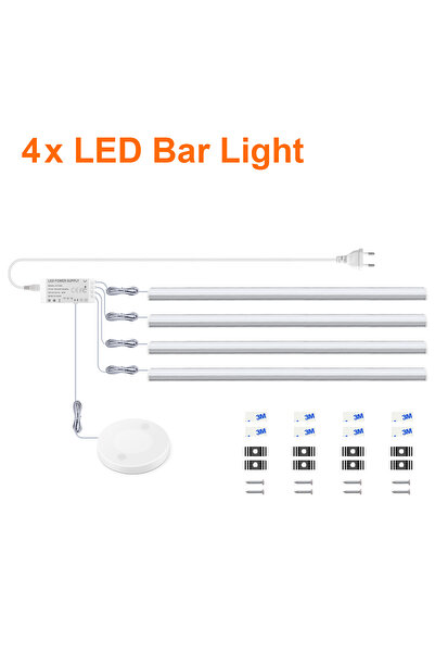 Choice EU plug 40cm Warm White 4PCS 1-6Pcs Kitchen LED Under Cabinet Light Pe...