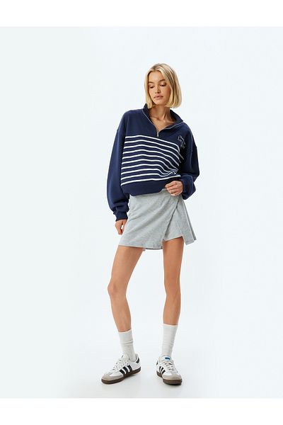 Koton Standard Waist Asymmetrical Double BreastedMiniShorts Skirt