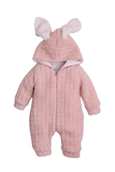 Chicsy Baby Winter Sweet Plush Cotton Rabbit Eared Hooded Baby Kids Welsoft Jumpsuit