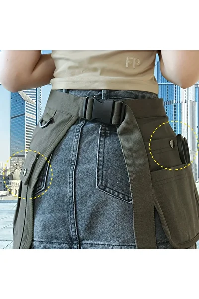 Choice Green 1pc Multi-Pocket Canvas Tool Apron for Gardening, Industrial Work, and Hairdressing